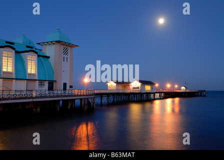 Penarth pier lit up at night Stock Photo