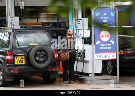 People queuing for petrol at a Tesco petrol station in Cambridge. Stock Photo