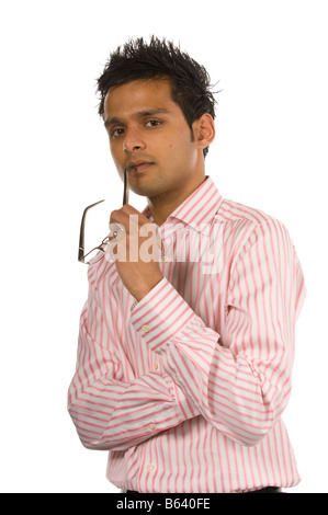 Asian male in glasses isolated on a white background Stock Photo