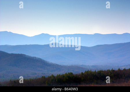 View of the Blue Ridge Mountains taken from the Parkway near the Blowing Rock entrance Stock Photo