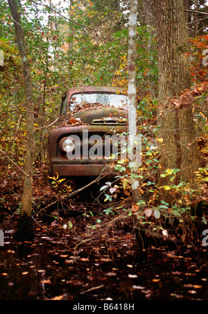 Old pickup truck rusting away near the Chesapeake Bay on Maryland's Eastern Shore USA Stock Photo