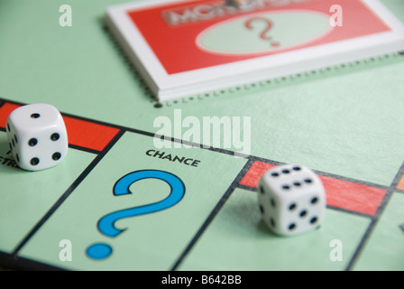 Chance cards on a Monopoly board game Stock Photo