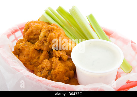 Hot And Spicy Buffalo Wings With Blue Cheese Dipping Sauce Stock Photo Alamy