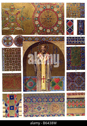 Byzantine Ornament, Byzantine glass mosaics. Stock Photo
