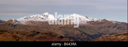 Stob Binnein Ben More with early winter cover of snow Seen from Ben Vane Stock Photo