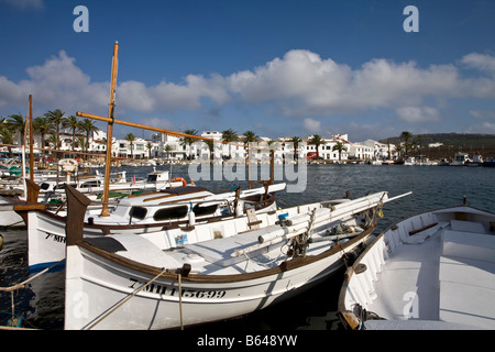 Fishing boats in the harbour at Fornells, Menorca, Spain. Stock Photo