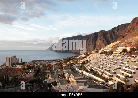 View over Los Gigantes village and cliffs from the Mirador de Archipenque in Tenerife Canary Islands Spain Stock Photo
