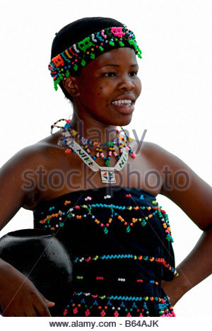 Close Up Portrait Of African Zulu Girl Wearing Traditional Attire Stock 