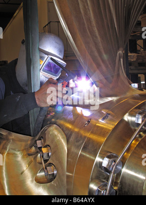 New marine propeller on assembly line in a workshop. Stock Photo