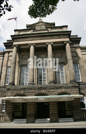 City of Stoke on Trent, England. Main entrance to the 19th century Henry Ward designed Stoke Town Hall. Stock Photo