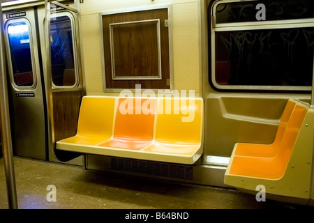 Empty NYC subway car without advertisements. NY USA Stock Photo - Alamy