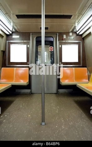 Empty NYC subway car without advertisements. NY USA Stock Photo - Alamy