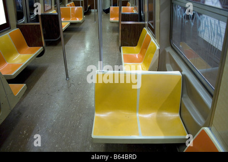 Empty NYC subway car without advertisements. NY USA Stock Photo - Alamy