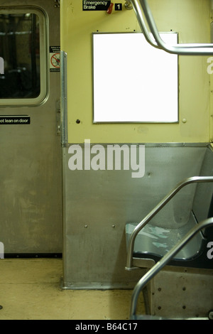 Empty NYC subway car without advertisements. NY USA Stock Photo - Alamy