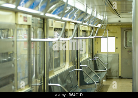 Empty NYC subway car without advertisements. NY USA Stock Photo - Alamy