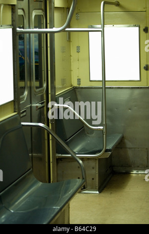 Empty NYC subway car without advertisements. NY USA Stock Photo - Alamy