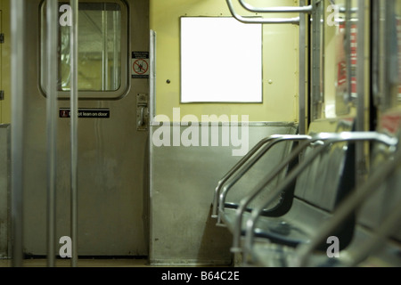 Empty NYC subway car without advertisements. NY USA Stock Photo - Alamy