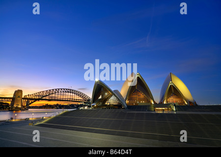 Sydney Opera House with Sydney Harbour Bridge Stock Photo