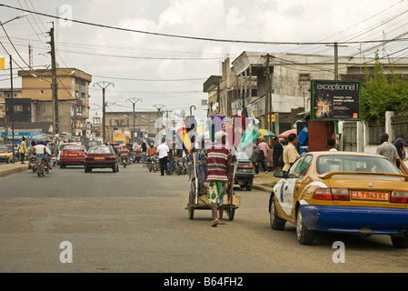 Traffic in city centre, Douala, Cameroon, Africa Stock Photo