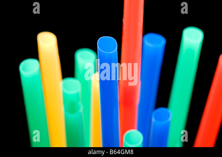 object on black utensil drinking straws Stock Photo