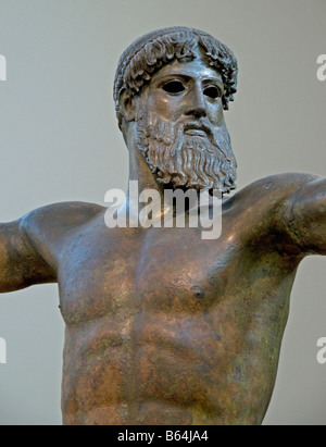 Zeus Poseidon Bronze statue mighty god art Greek Greece Stock Photo