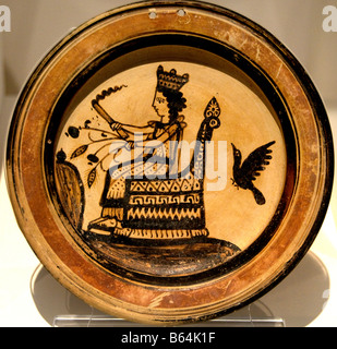 Plate Demeter mother earth  on throne Corinth Corinthian  Greek Greece Stock Photo