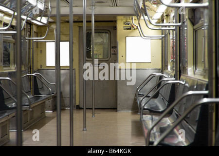Empty NYC subway car without advertisements. NY USA Stock Photo - Alamy
