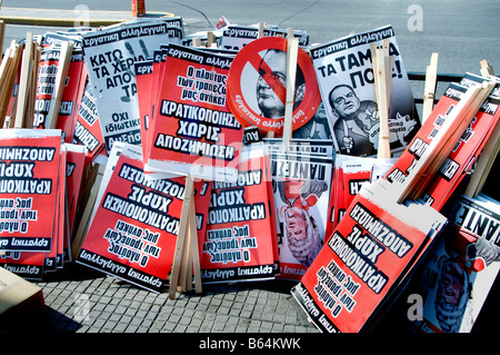 demonstration protest march Athens Greek Greece Stock Photo
