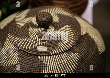 Hand made basket made by indians from the Republic of Panama. Stock Photo