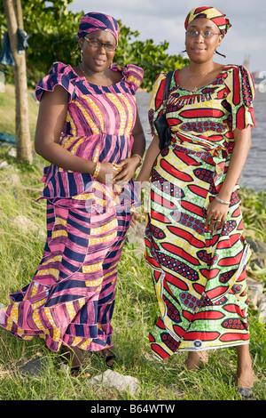 Women in traditional dress Douala Cameroon Africa Stock Photo
