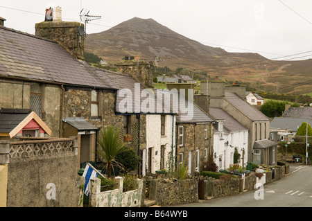 row of traditional welsh stone cottages in Llithfaen village Llyn Peninsula gwynedd north wales, UK Stock Photo