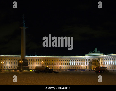 Winter Palace Square at night St. Petersburg Stock Photo