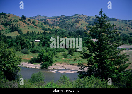 Hills and peaks over the Mattole River in the King Range rural Humboldt County California Stock Photo