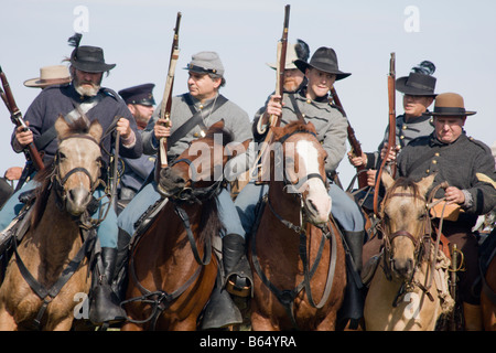 Confederate soldiers at the renactment of the Battle of Berryville. Stock Photo