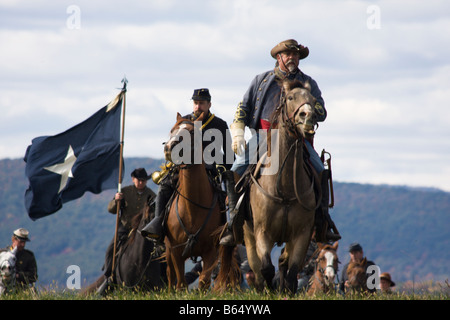 Civil War Battle Renactors at the renactment of the Battle of Berryville. Stock Photo