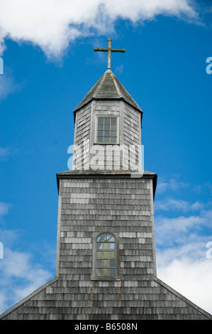 Chile, Chiloe Island, Isla Quinchao, Achao Church, oldest on Chiloe dating to 1767 Stock Photo