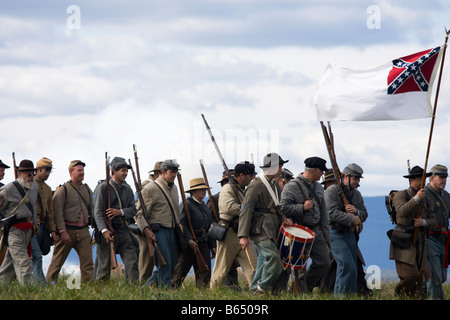 Confederate soldiers at the renactment of the Battle of Berryville. Stock Photo