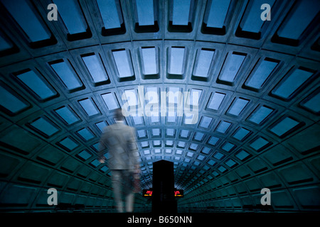 Businessman in Washington DC metro tunnel Stock Photo