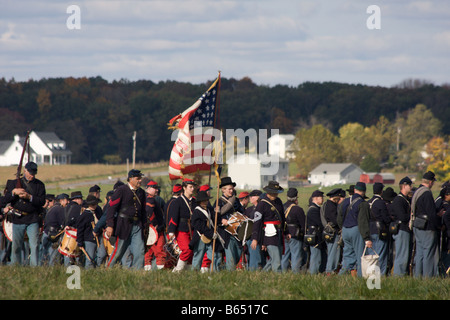 Federal soldiers at the renactment of the Battle of Berryville. Stock Photo