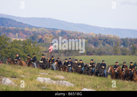 Civil War Battle Reenactors at the renactment of the Battle of Berryville. Stock Photo