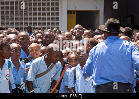 Schoolchildren Douala Cameroon Africa Stock Photo