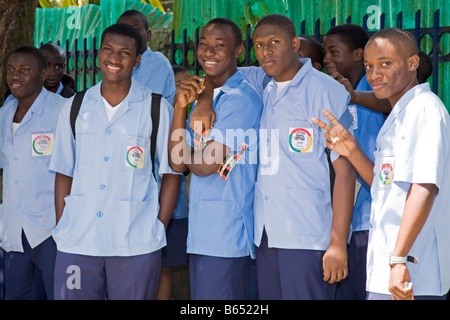 Schoolchildren Douala Cameroon Africa Stock Photo