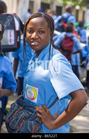 Schoolchildren Douala Cameroon Africa Stock Photo