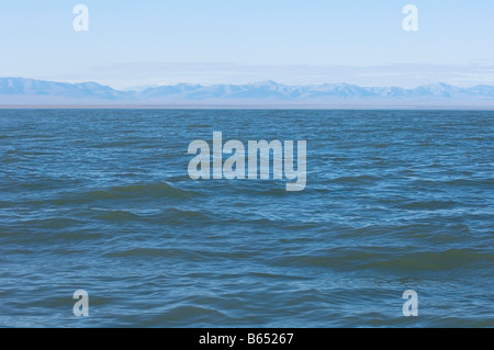 seascape of the Beaufort Sea off the coast of the Arctic National Wildlife Refuge Brooks Range in the distance Alaska Stock Photo