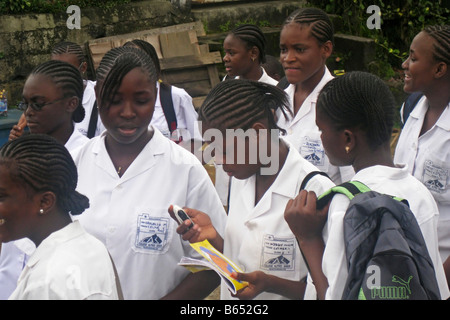 Schoolchildren Douala Cameroon Africa Stock Photo