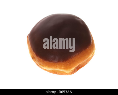 Chocolate Iced Creme Filled Doughnut Stock Photo