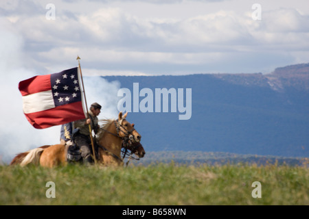 Confederate soldiers at the renactment of the Battle of Berryville. Stock Photo