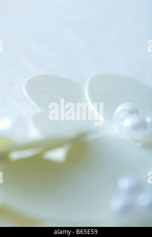 Decorative flowers with pearls, extreme close-up Stock Photo
