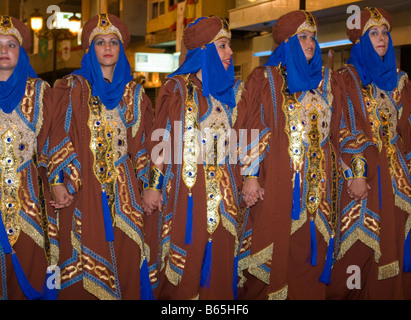 Females People in Traditional Moors Costumes at the Fiesta of Moors and Christians Guardamar Spain Spanish Fiestas Stock Photo