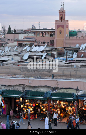 Shops selling lanterns with mosque in background Stock Photo
